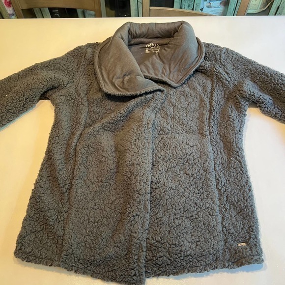 MNY Womens Gray Sherpa Jacket Pockets Size Small - Picture 5 of 11